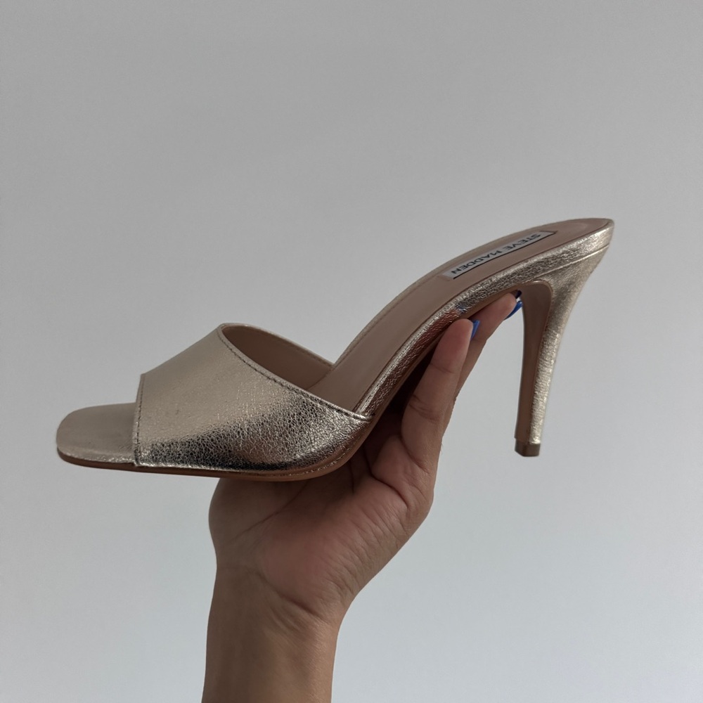 Steve Madden Gold Mule Heels